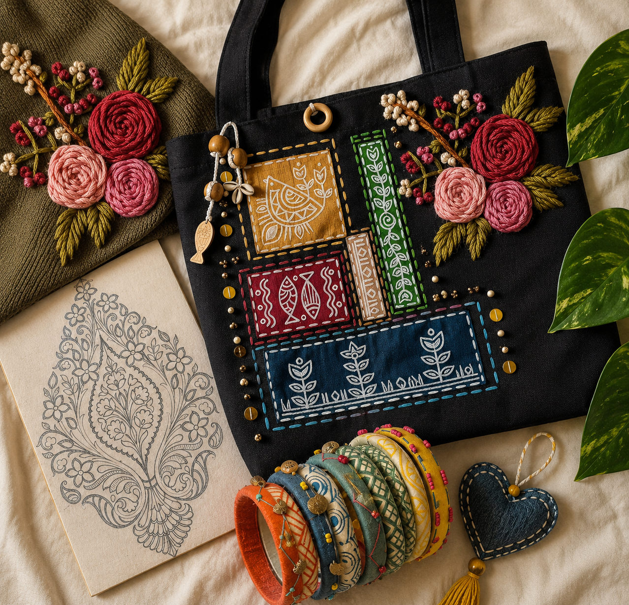 Debrani Handmade embroidery, khaka pattern design, Kalamkari Canvas art, fabric bangles & hand-painted clothes in Gopalpur